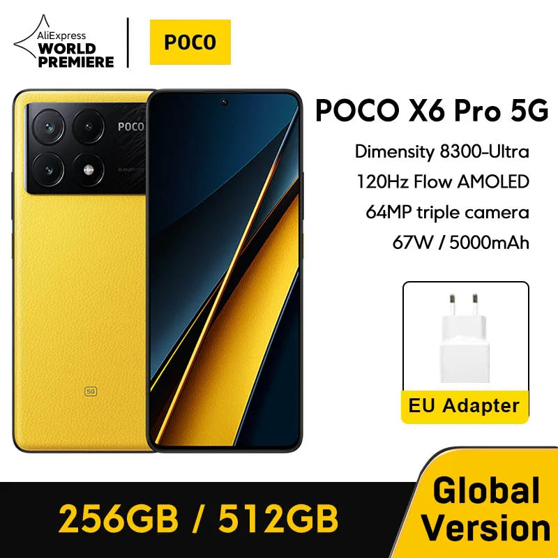 POCO X6 Pro 5G Global Version Smartphone Dimensity 8300-Ultra 6.67"Flow AMOLED DotDisplay 64MP NFC