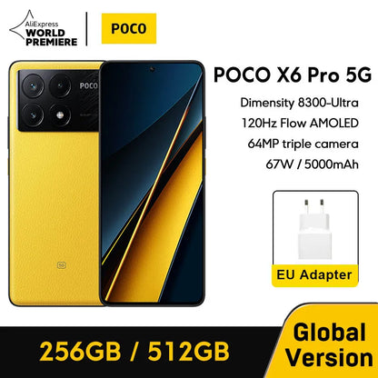 POCO X6 Pro 5G Global Version Smartphone Dimensity 8300-Ultra 6.67"Flow AMOLED DotDisplay 64MP NFC