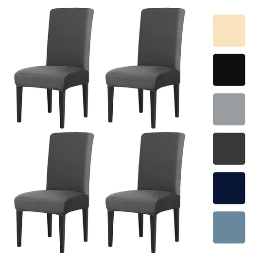 4Pc Set High Stretch Dining Chair Cover Elastic Slipcover Removable Non Slip Seat Protector for Living Room Home Kitchen Wedding