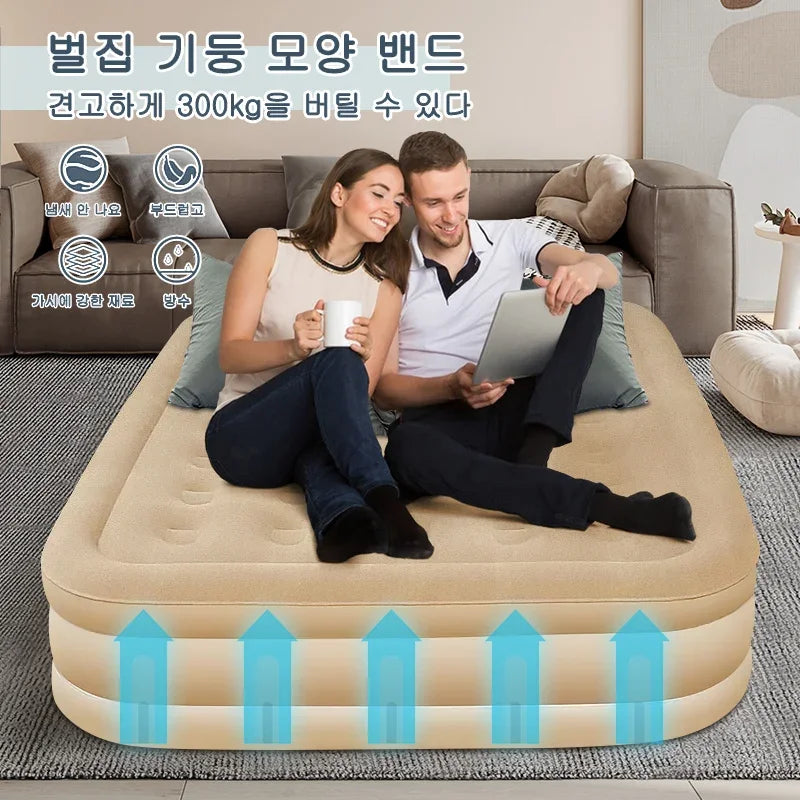 Interior air mattress glamping mats PVC inflatable sleeping mattress luxury 2 person camping bed mat built-in pump thicken mat