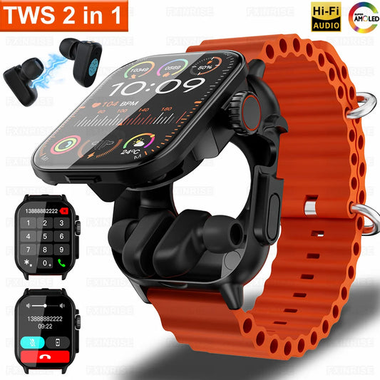 GT8 2 in 1 Smart Watch With Earbuds Smartwatch TWS Bluetooth Earphone HeartRate Blood Pressure Monitor Sport Watch For Men Women