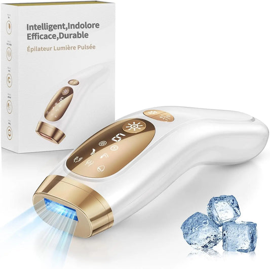 IPL Hair Removal Unlimited Flashes Laser Ice-Cooling Painless Whole Body Treament Safe & Effecctive Home Beauty Device Men Women