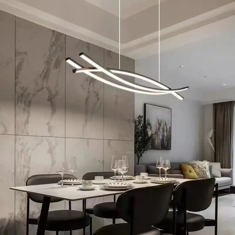 Living Room chandelier Nordic modern simple high-end restaurant a word strip light geometry bar minimalist table chandelier