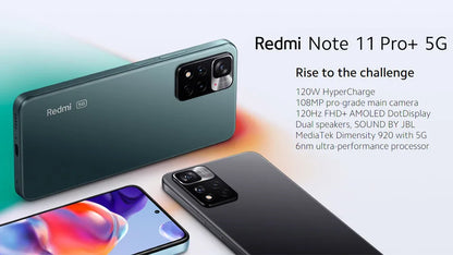 Global Version Xiaomi Redmi Note 11 Pro+ 5G 6GB RAM 128GB ROM Octa-core Dimensity 920 120W HyperCharge 120Hz AMOLED 108MP