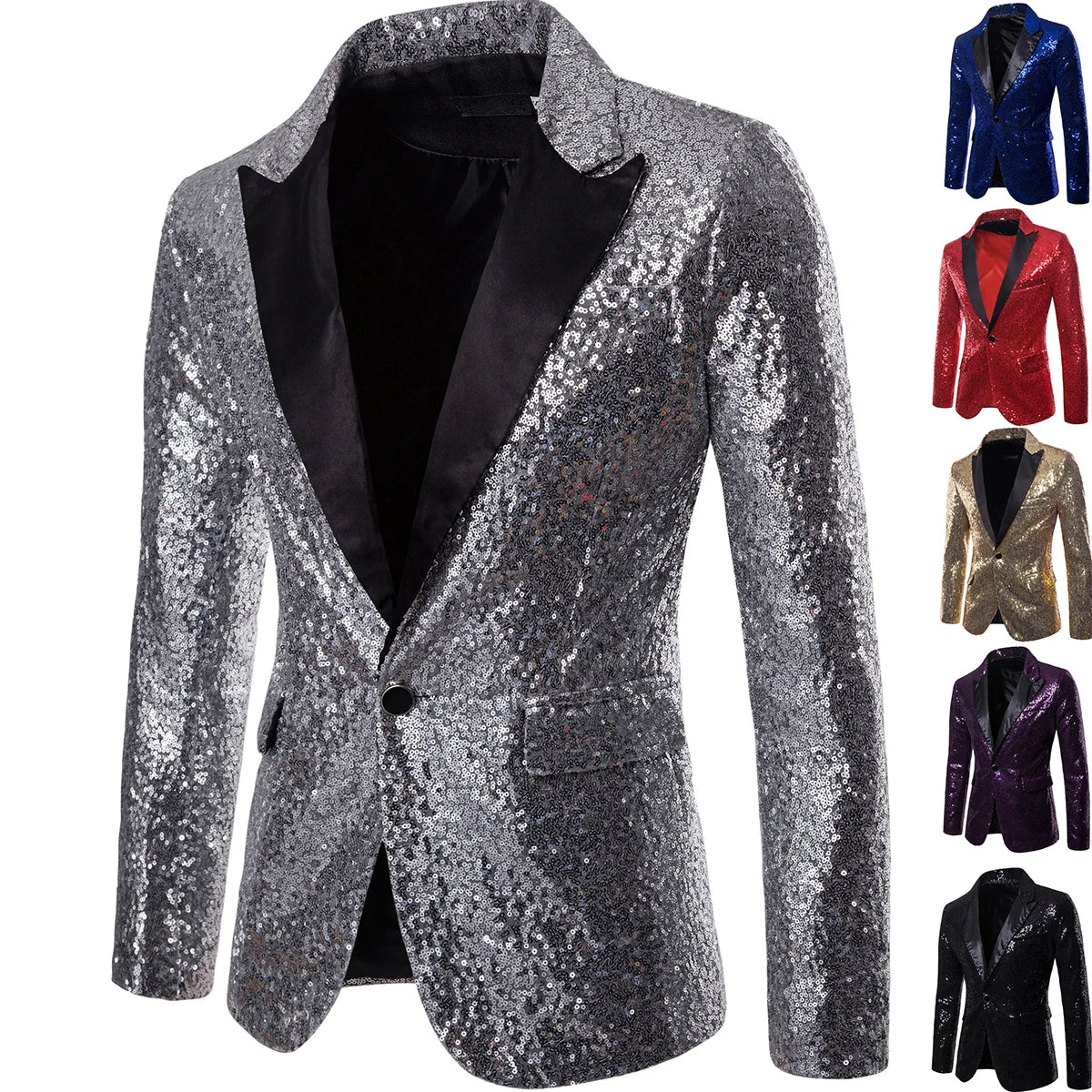 Men's Suit Jacket Little Round Sequins Sparkling Men's Blazer Wedding Dinner Band Stage Street Performance Nightclub Men's Suit