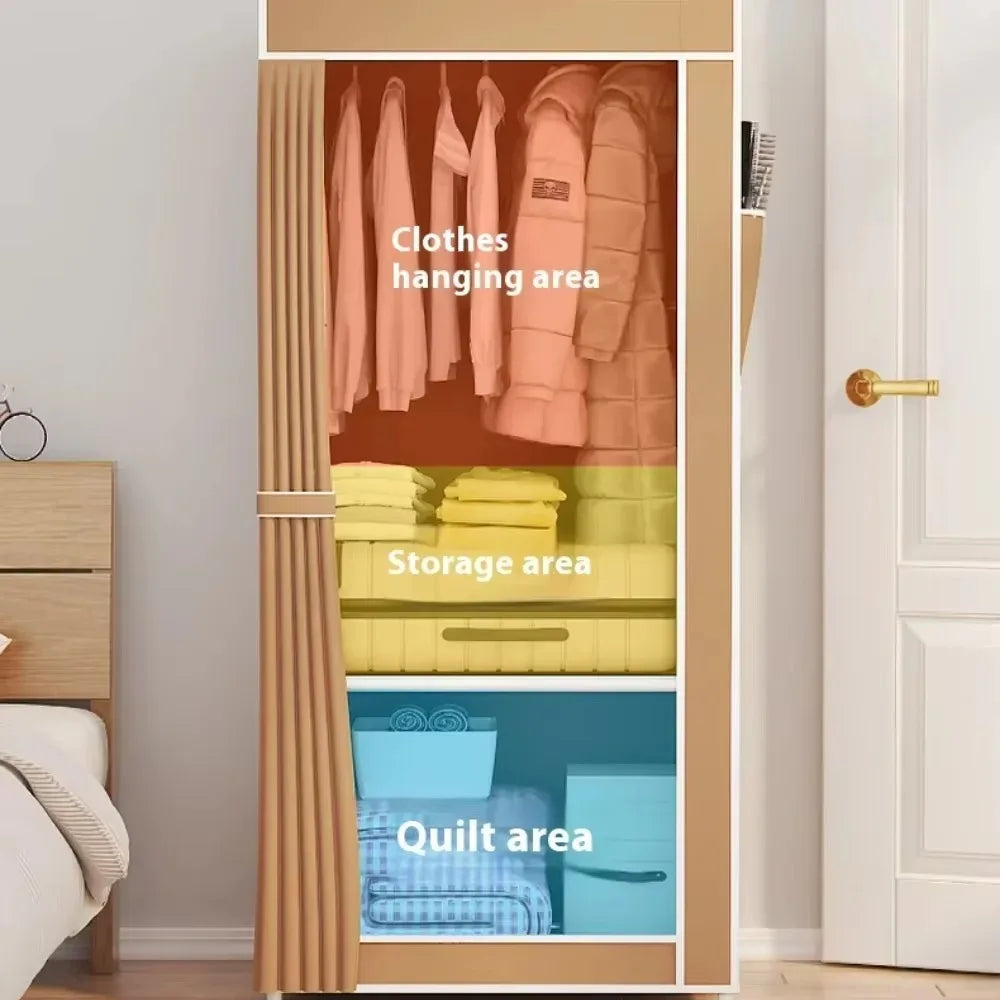 Simple Wardrobe High-capacity Household Bedroom Wardrobe Save Space Multi Functional Storage Clothing Dustproof Storage Cabinet