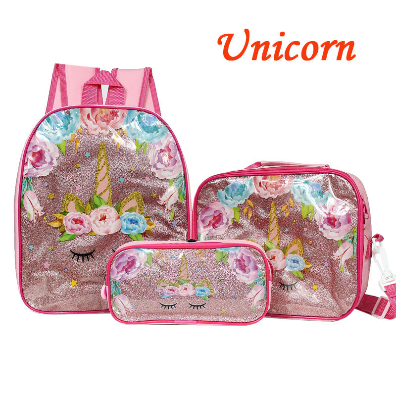 Disney Cartoon Princess Elsa Schoolbag Cute Large-capacity 3-piece Set of Children's Girls Boy Backpack Children's Schoolbag