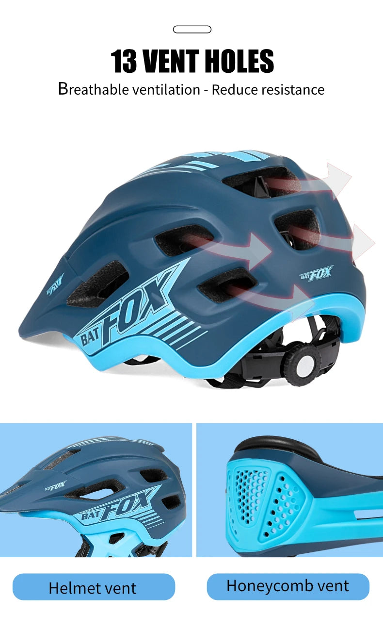 BATFOX bicycle helmet for children Full Face Motocross helmet MTB Detachable Mountain Bike Helmet child Moto cross helmet