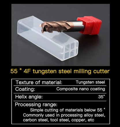 HRC55 Carbide End Mill 1-20mm Endmill 4Flutes Milling Cutter Alloy Coating Tungsten Steel Cutting Tool CNC maching Endmills