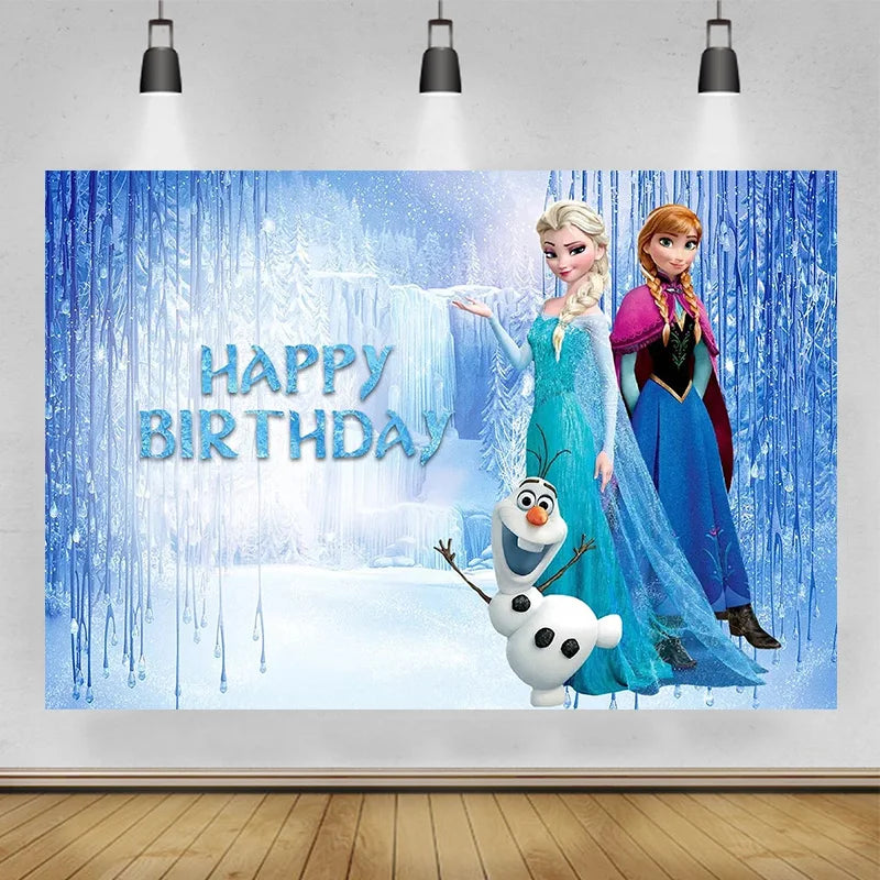 Disney "Frozen" Background Anna Elsa Princess Theme Backdrop Children's Birthday Party Decoration Baby Shower Party Props Banner