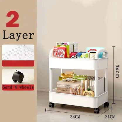 Hot Household Multi-layer Small Cart Storage Rack Floor To Floor Kitchen Bedroom Bathroom Storage Rack Storage Rack With Wheels