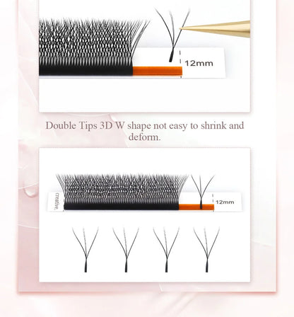 NAGARAKU 3D WW Automatic Flowering Double Tips 3DW Shape Premade Fans  Eyelash Extensions Individual Lashes Full Dense