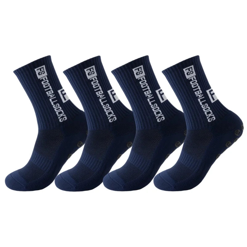 4Pairs/Lot FS Football Socks New Style Round Silicone Suction Cup Grip Anti Slip Soccer Socks Sports Men Baseball Rugby Socks