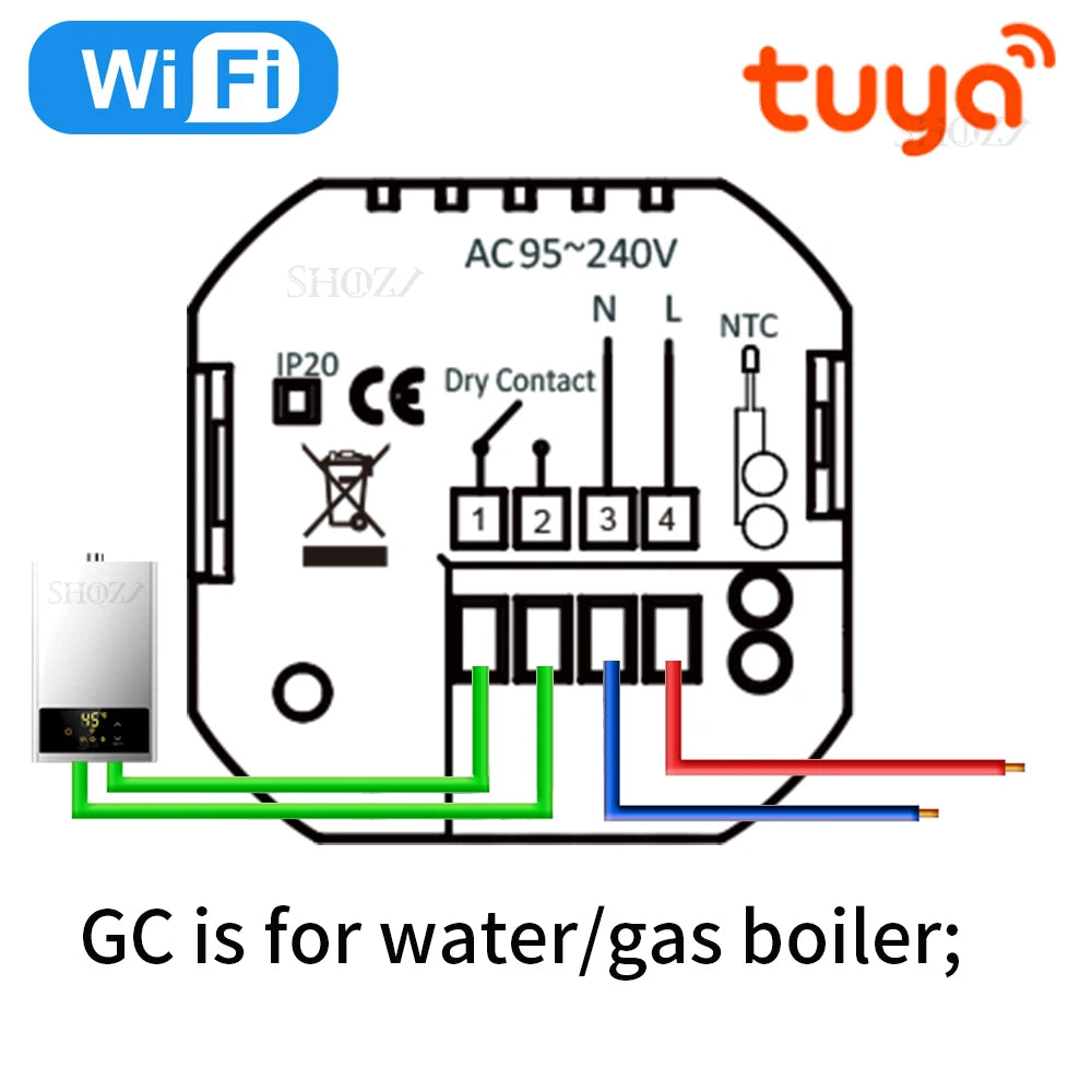 Tuya Smart Thermostats Programmable For Gas Boiler /Water Valves/Electric Floor With Wifi Remote Control  Works With Goolge