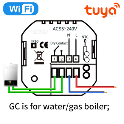 Tuya Smart Thermostats Programmable For Gas Boiler /Water Valves/Electric Floor With Wifi Remote Control  Works With Goolge