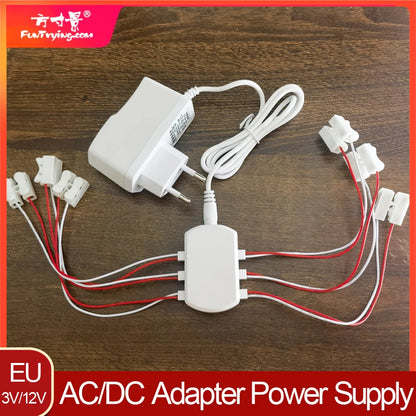 3V/12V AC/DC Adapter Power Supply with 6/12 ports EU Power Output for Model Led Light Lamp/Railway/Railroad/Train Layout