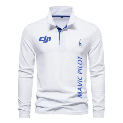 100% cotton men's POLO shirt DJI long sleeve T-shirt for men Comfortable hip hop High quality business comfort sweatshirt