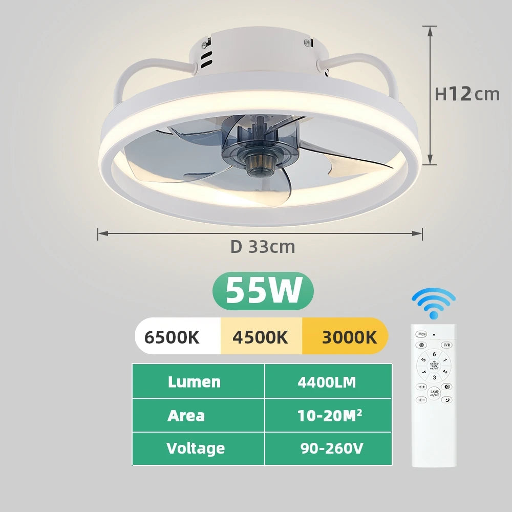 Ceiling Fans With Remote Control and Light LED Lamp Fan Smart Silent Ceiling Fans For Bedroom Living Room Decor Ceiling Lamp