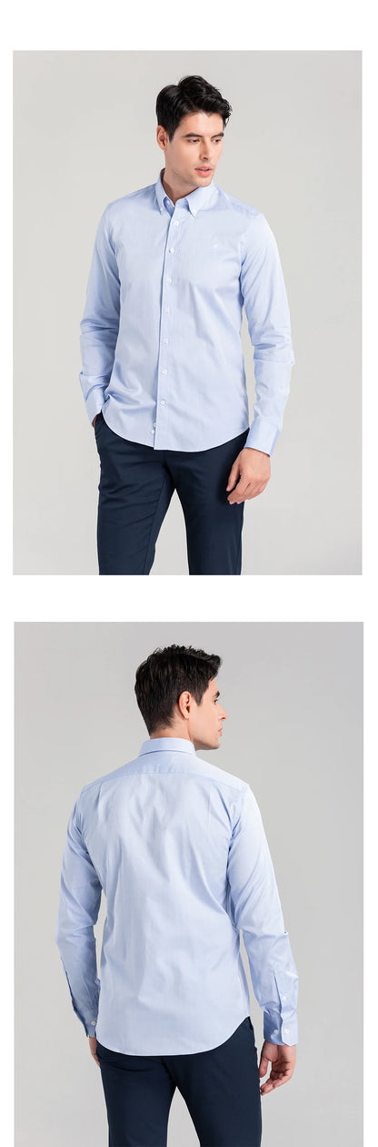 CHCH 2024 New Fashion 100% Cotton Long Sleeve Shirt Solid Slim Fit Male Social Casual Business Shirts High Quality