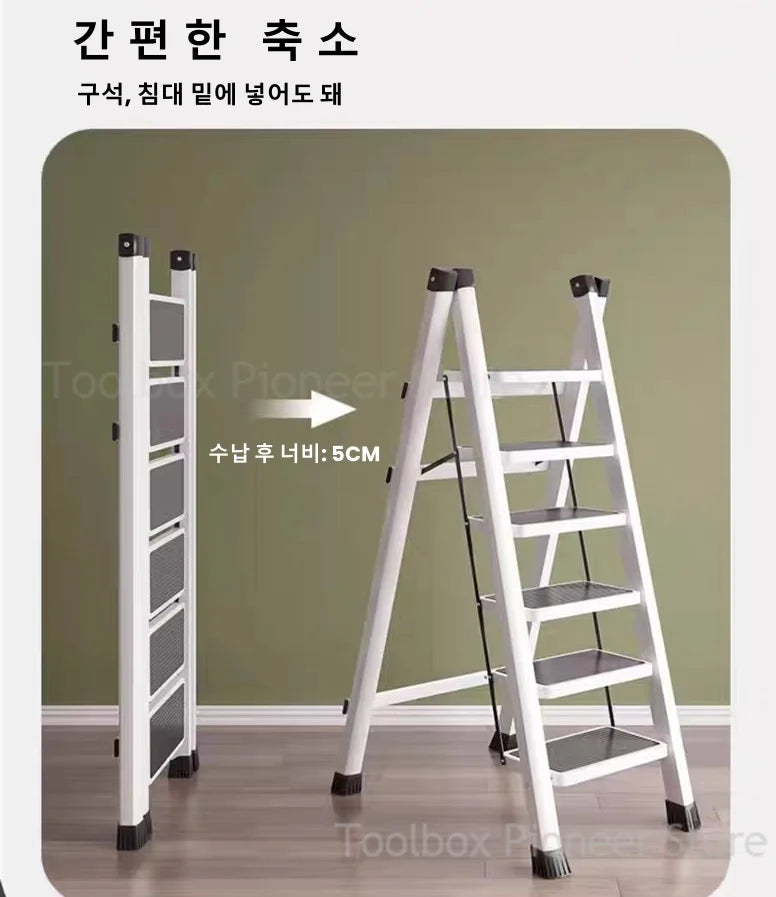 White Folding Ladder Chair Carbon Steel High Stools Strong Load-bearing Thickened Kitchen Step Ladder Stool