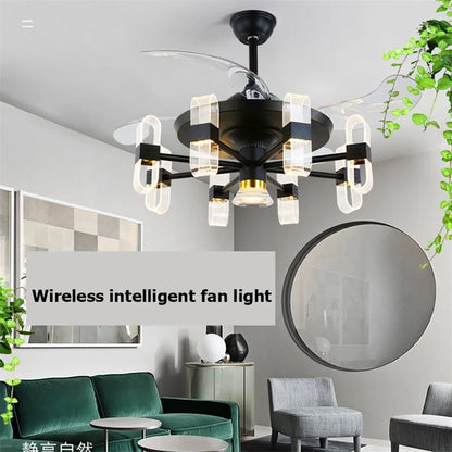 TYLA Modern Ceiling Fan With Light And Control LED Fixtures 220V 110V Decorative For Home Living Room Bedroom Restaurant