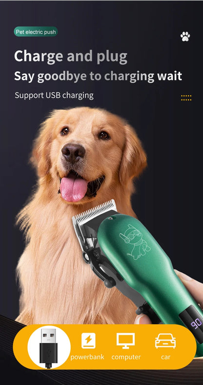 Professional Dog Hair Clipper All Metal Rechargeable Pet Trimmer Cat Shaver Cutting Machine Puppy Grooming Haircut Low Noice