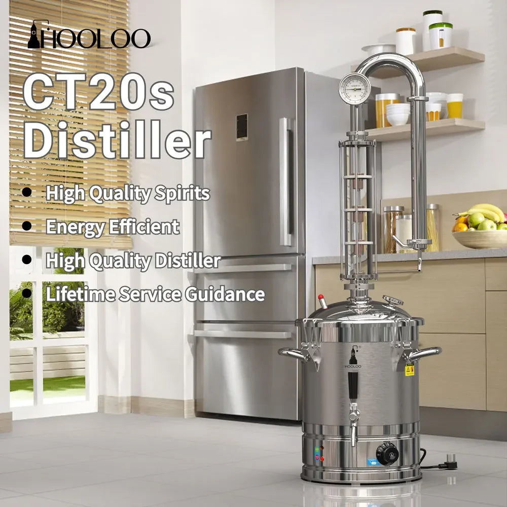 HOOLOO CT20s Home Distiller Crystal Column Alcohol Still Equipment Home Appliance Moonshine apparatus Brandy Whisky Rum Gin