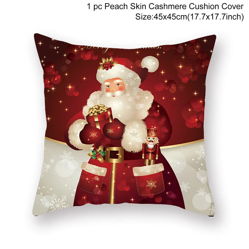 45cm Christmas Cushion Cover Navidad Merry Christmas Decorations For Home 2024 Xmas Noel Cristmas Ornaments New Year Gifts 2025