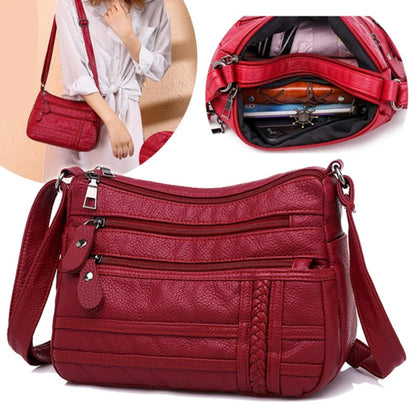 Fashion Women Bag PU Soft Leather Shoulder Bag Multi-layer Crossbody Bag Quality Small Bag Brand Red Handbag Purse