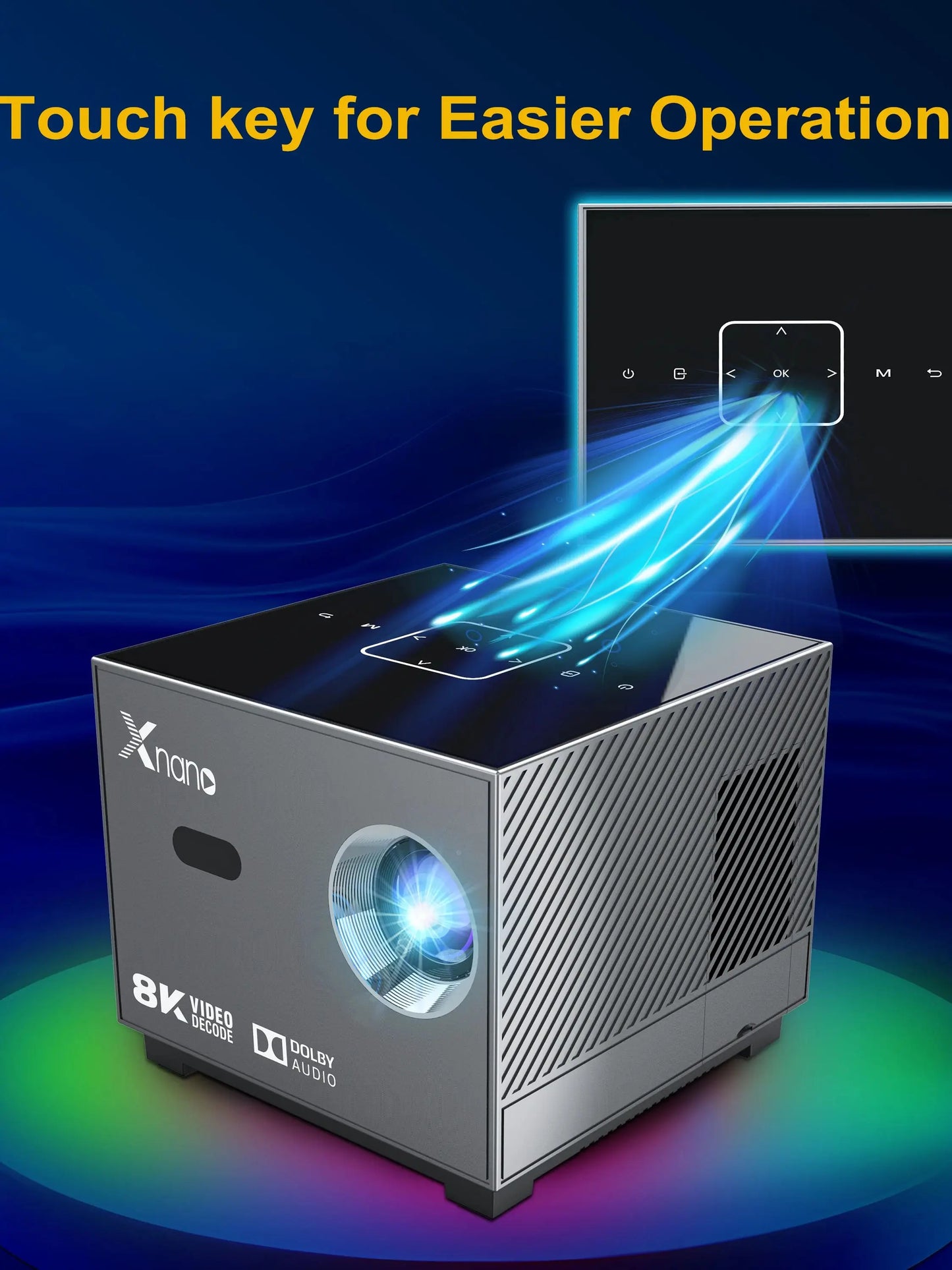 XNANO X3 Projector Electric Focus Colorful Light Touch Key WiFi 2.4G&5G BT5.0 Smart Home Theater Portable Mini Projector