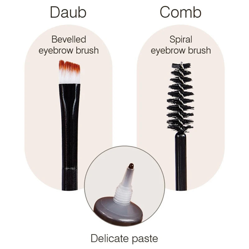 Natural Liquid Dyeing Eyebrow Cream Set Waterproof Shaping Brown Tint Pointed Tube Eyebrow Henna Mascara Paint Brush Makeup Tool