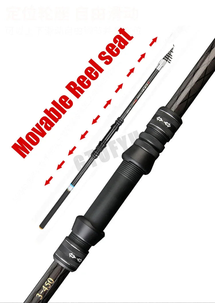 2.7M 3.6M 4.5M 5.4M 6.3M 7.2M Carbon Telescopic Rock Fishing Rod Ultra Light Rod Lure Carp Travel Ocean Spinning Fishing Rod