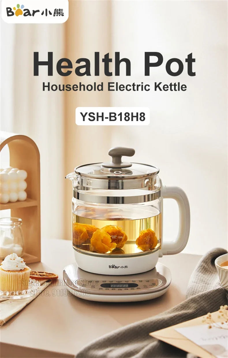 Bear Electric Kettle Multifunction Health Pot 1.5L Desert Flower Tea Stew Soup Porridge Cooker 24H Reservation For Kitchen