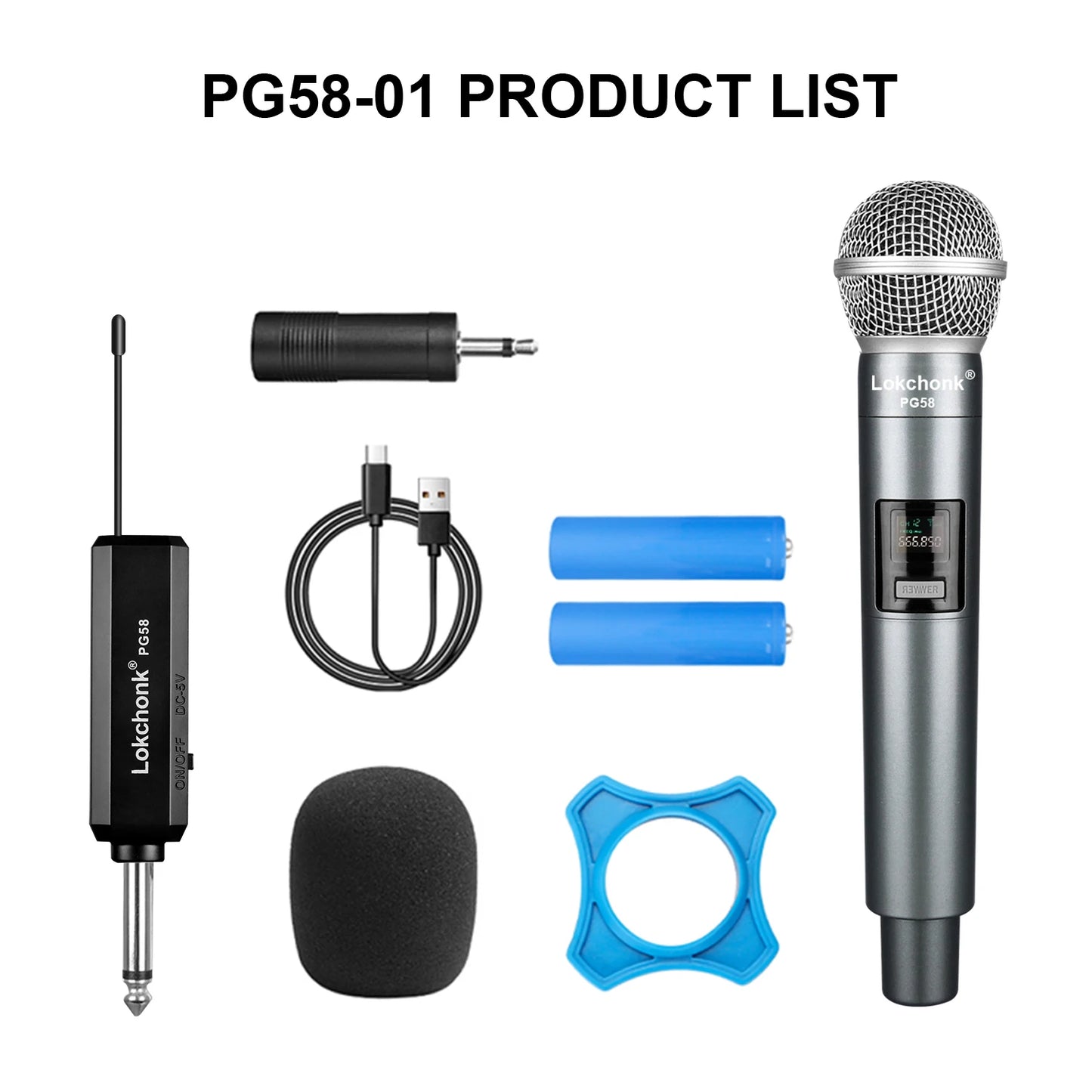 PG58 Professional Wireless Microphone 2 Channels UHF Fixed Frequency Handheld Mic Micphone For Party Karaoke Church Show Meeting