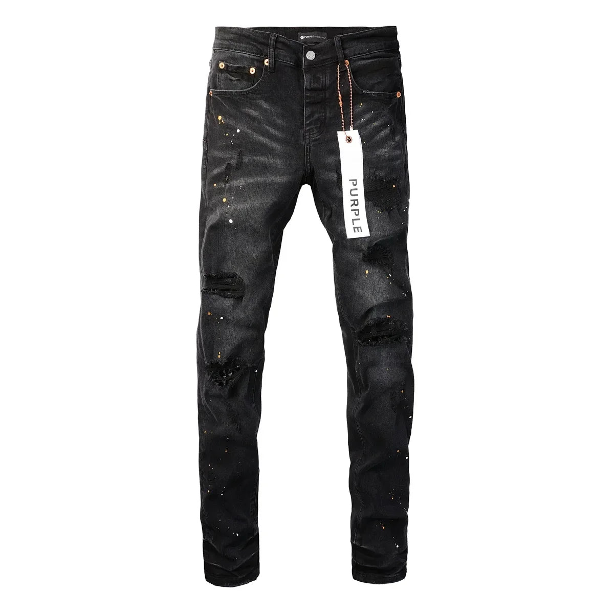 Purple Jeans American High Street Paint Hole Black 9045 2024 New Fashion Trend High Quality Jeans