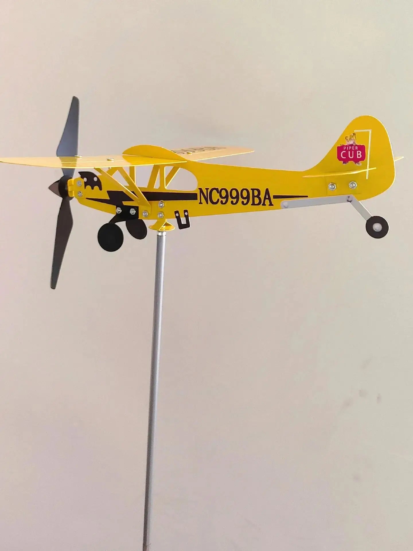 Piper J3 Cub Airplane Weathervane Metal Garden Weathervane Aeroplane Weathercock Wind Direction Indicator Garden Home Decor