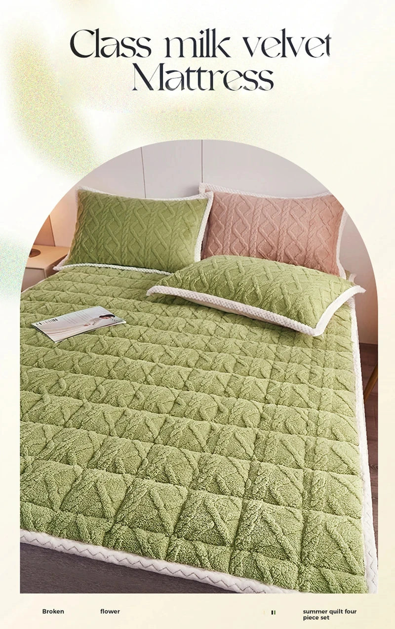 Winter soft mattress toppers student dormitory lamb velvet bed sheet single double bedspread thin tatami mat pad bed linens