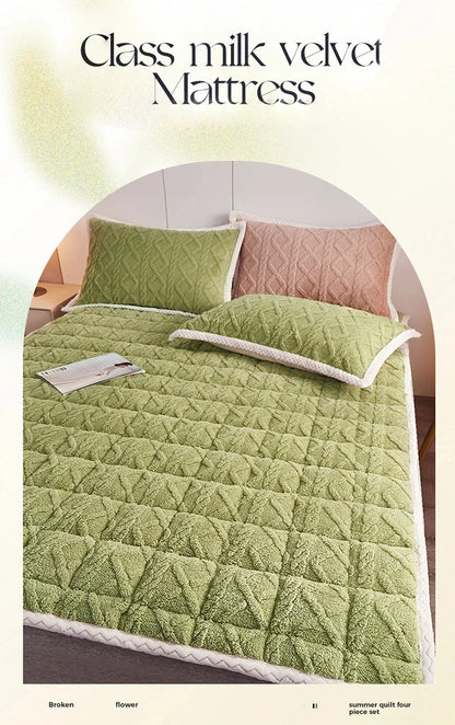 Winter soft mattress toppers student dormitory lamb velvet bed sheet single double bedspread thin tatami mat pad bed linens