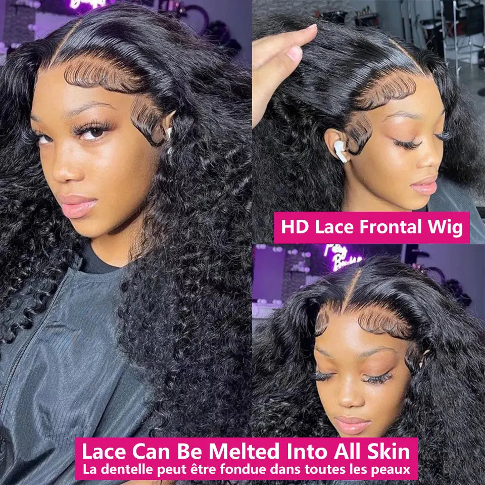 13x4 Kinky Curly Lace Front Human Hair Wigs For Women 100% Brazilian HD Deep Wave Frontal Wig Water Curly Human Hair Wig Sale