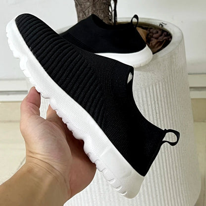 Women Shoes Knitting Sock Sneakers Women Spring Summer Slip On Flat Shoes Women Plus Size Loafers Flats Walking Shoes 2024