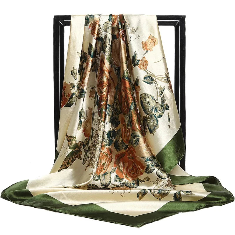 90*90cm Luxury quality silk spring autumn women new printing scarves fashion sunscreen large size shawl tourism seaside muffler