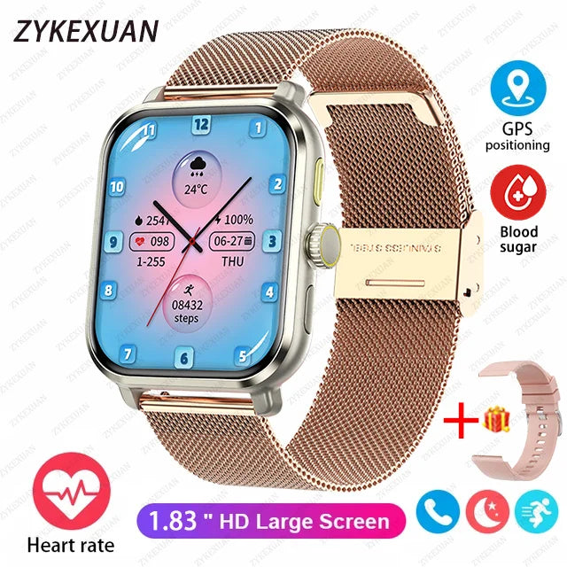 2024 New Smart Watch For Women Men Gift 1.83" Screen Full Touch Sport Fitness Watches Bluetooth Call Blood Sugar Smartwatch+Box