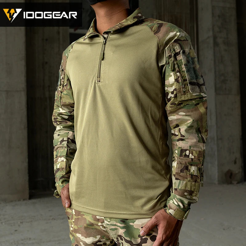 IDOGEAR UFS Tactical Shirt BDU Combat Clothes With Elbow Pads Slight Elasticity  Shirt Breathable 3116