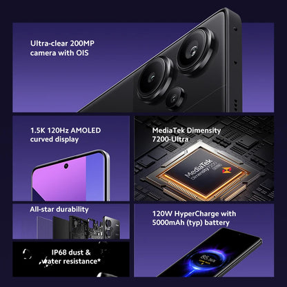 [Global Version] Xiaomi Redmi Note 13 Pro Plus 5G Smartphone 200MP OIS Camera 6.67" curved MOLED display 120W HyperCharge 120Hz