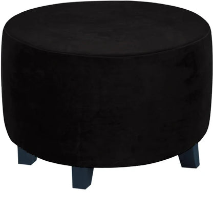 Real Velvet Plush Fabric Round Ottoman Slipcover Footstool Protector Covers Storage Stool Ottoman Covers