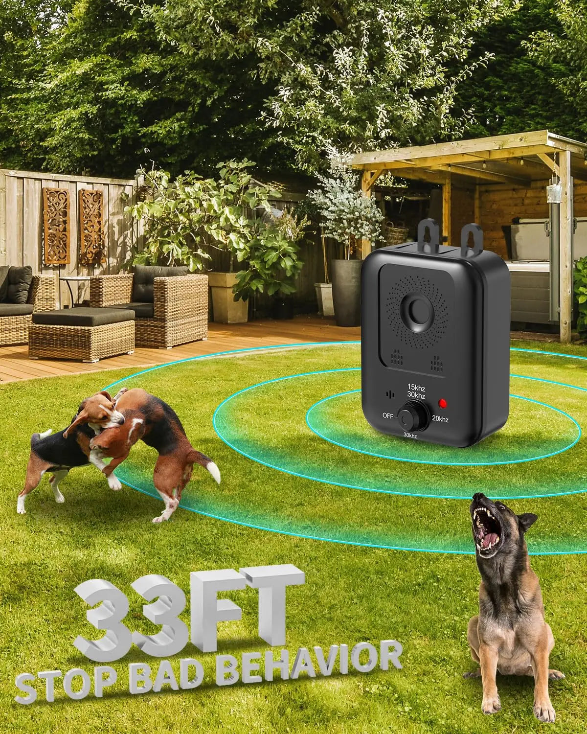 Automatic anti-barking device for dog barking control, rechargeable ultrasonic dog barking deterrent device, outdoor and indoor