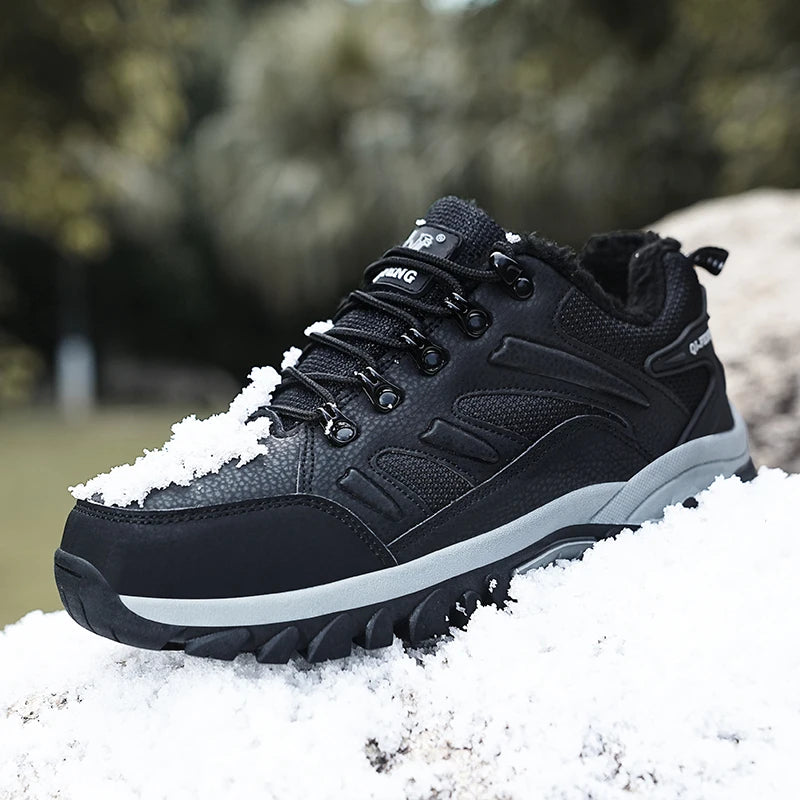 Men Classic Casual Leather Shoes Outdoor Winter Warm Fur Non-slip Sneaker Women Autumn Gym Cowboys Shoes Boys Breathable