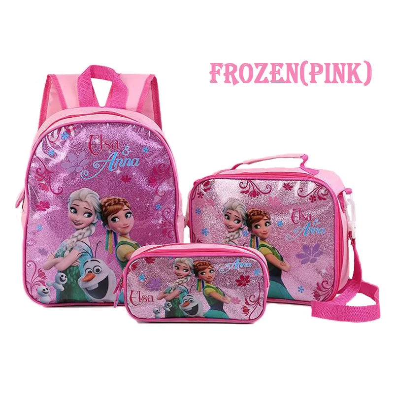 Disney Cartoon Princess Elsa Schoolbag Cute Large-capacity 3-piece Set of Children's Girls Boy Backpack Children's Schoolbag