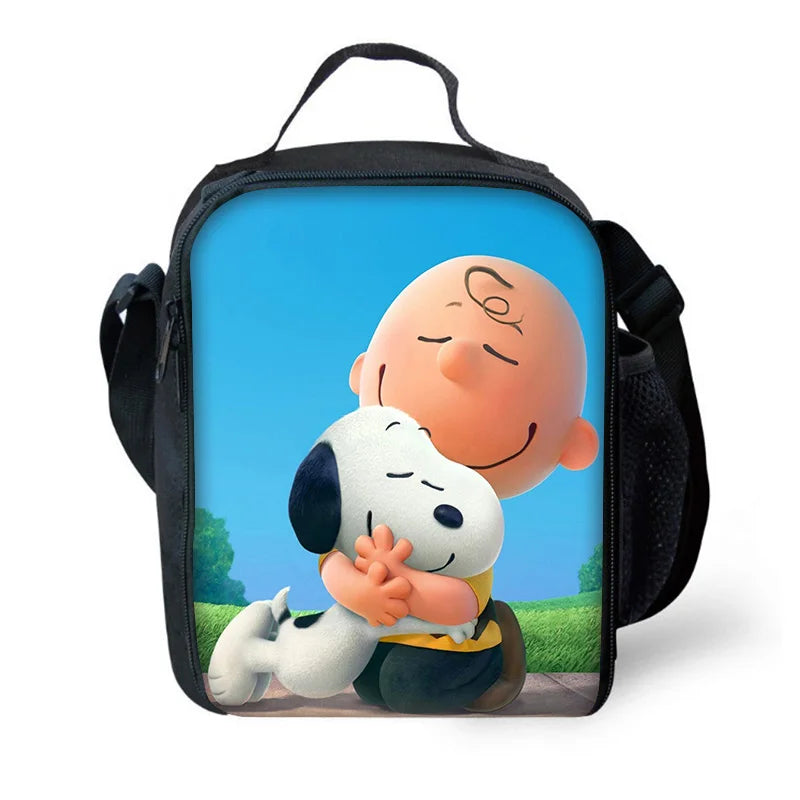 Cartoon Cute S-SnoopyS 3 pcs set Child School Backpack with Lunch Bags ,Pencil Bags ,School Bags for Boys Girls Best Gift