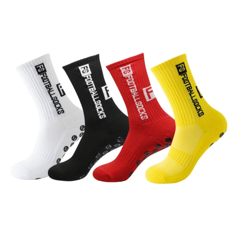 4Pairs/Lot FS Football Socks New Style Round Silicone Suction Cup Grip Anti Slip Soccer Socks Sports Men Baseball Rugby Socks